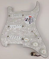 SolderX Solderless EZ-Connect Quick-Install Loaded Pickguard Seymour Duncan Everything Axe Pickups, White on Black 3-Ply - AxLabs